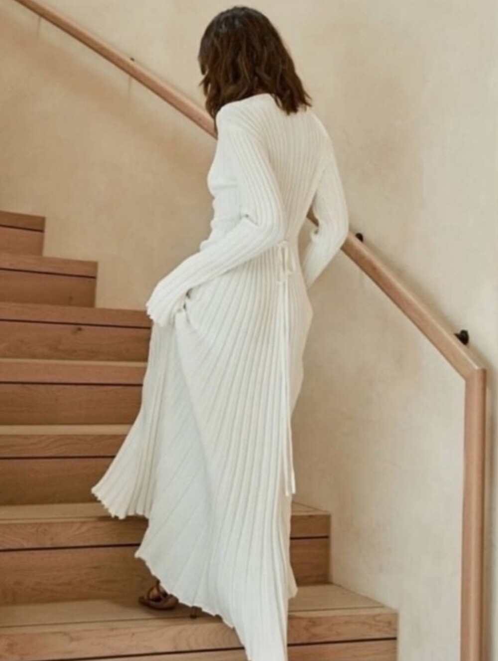 DISSH Reign Dress White Ribbed Maxi Long Sleeve Tie Bridal Minimalist Size XL - Picture 2 of 16